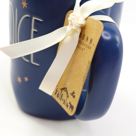 Rae Dunn "Rejoice" Festive Dark Blue Ceramic Coffee Mug - Picture 4 of 7